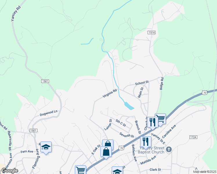 map of restaurants, bars, coffee shops, grocery stores, and more near 38 Hill Street in Marion