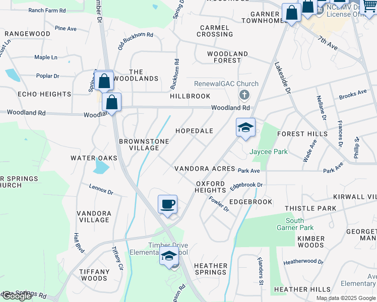 map of restaurants, bars, coffee shops, grocery stores, and more near 1409 Kelly Road in Garner