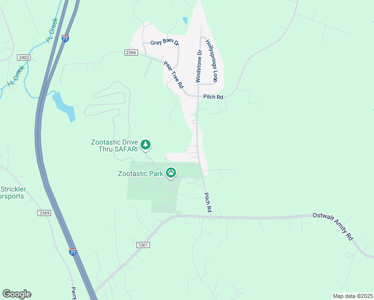 map of restaurants, bars, coffee shops, grocery stores, and more near Pilch Road in Troutman