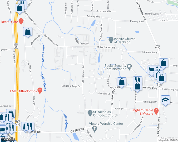 map of restaurants, bars, coffee shops, grocery stores, and more near 29 Collinwood Cove in Jackson
