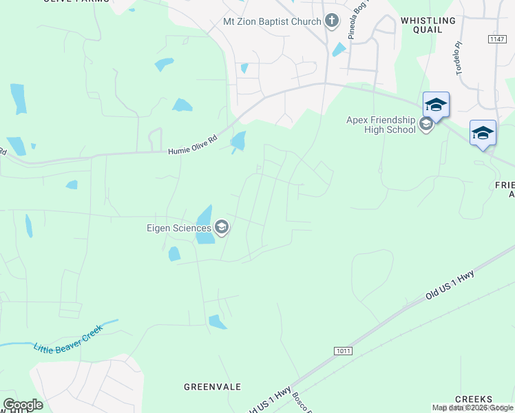 map of restaurants, bars, coffee shops, grocery stores, and more near 2371 McKenzie Ridge Lane in Apex