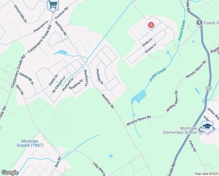 map of restaurants, bars, coffee shops, grocery stores, and more near 1506 Peabody Drive in Maryville
