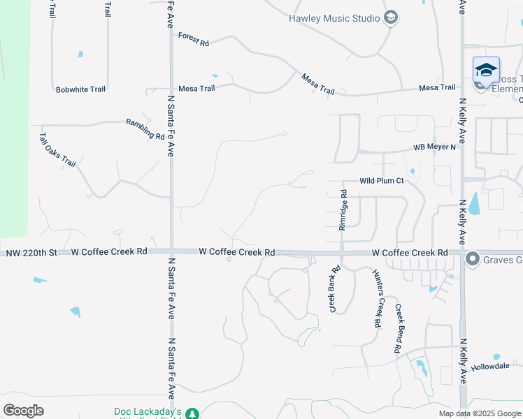 map of restaurants, bars, coffee shops, grocery stores, and more near 4300 Rock Canyon Road in Edmond