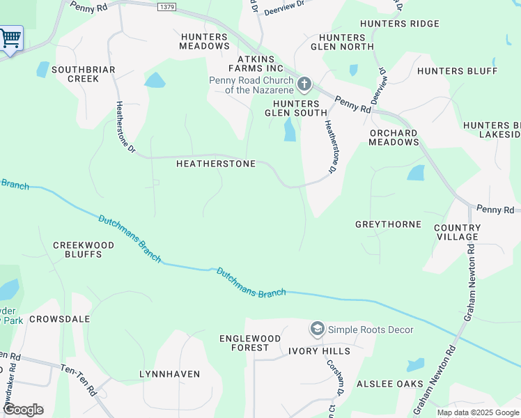 map of restaurants, bars, coffee shops, grocery stores, and more near 6004 Bedfordshire Dr in Raleigh