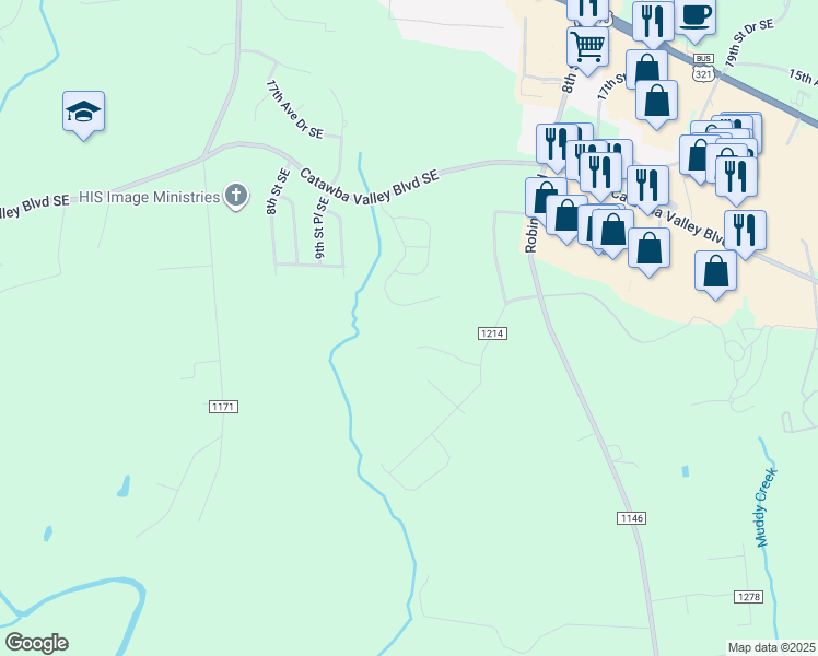 map of restaurants, bars, coffee shops, grocery stores, and more near 3794 Clydannie Drive in Newton