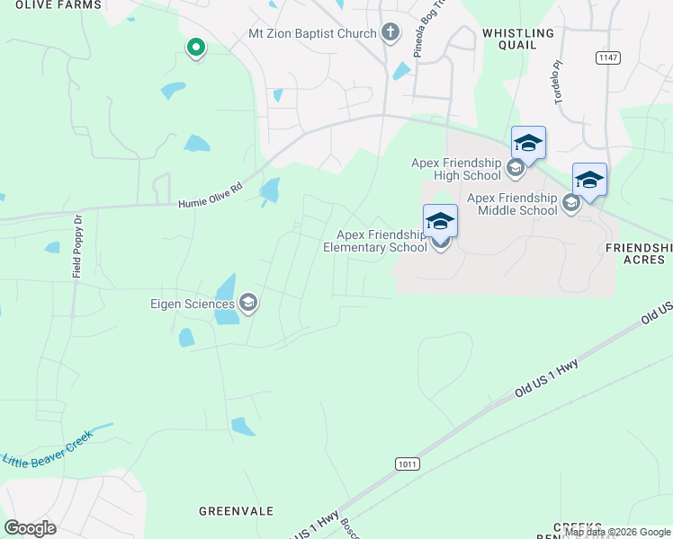 map of restaurants, bars, coffee shops, grocery stores, and more near 8004 Humie Olive Road in Apex