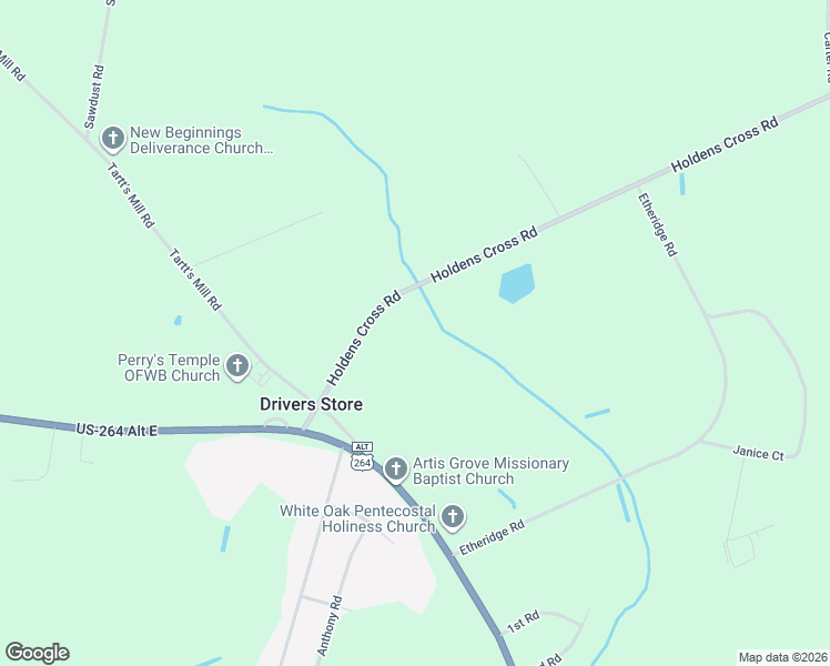 map of restaurants, bars, coffee shops, grocery stores, and more near 5158 Holdens Cross Road in Wilson