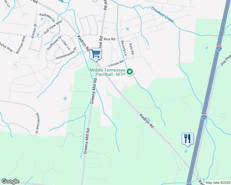 map of restaurants, bars, coffee shops, grocery stores, and more near 4224 Kedron Road in Spring Hill