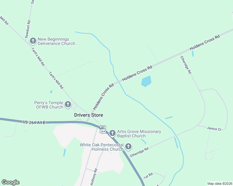 map of restaurants, bars, coffee shops, grocery stores, and more near 5158 Holdens Cross Road in Wilson