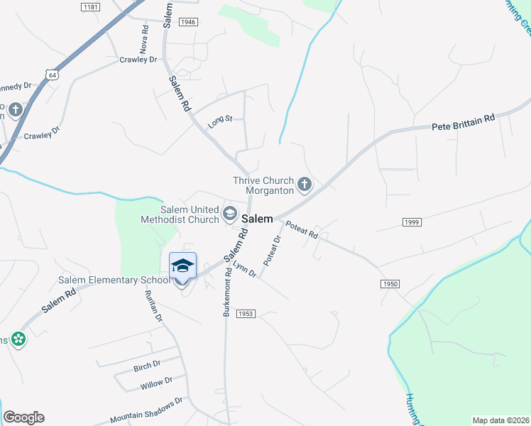 map of restaurants, bars, coffee shops, grocery stores, and more near 100-148 Pete Brittain Road in Morganton