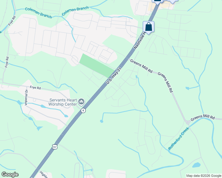 map of restaurants, bars, coffee shops, grocery stores, and more near 2358 Nashville Highway in Columbia
