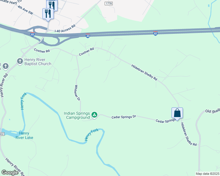 map of restaurants, bars, coffee shops, grocery stores, and more near 4105 Brannock Road in Hickory