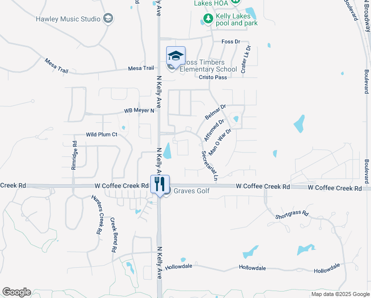 map of restaurants, bars, coffee shops, grocery stores, and more near 4315 Gallant Fox Drive in Edmond