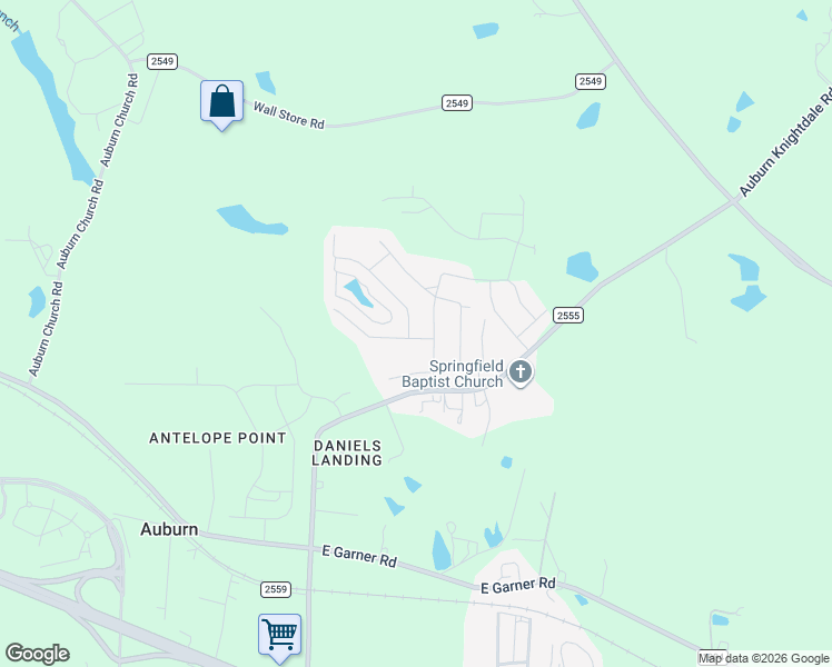 map of restaurants, bars, coffee shops, grocery stores, and more near 121 Auburn Village Boulevard in Raleigh