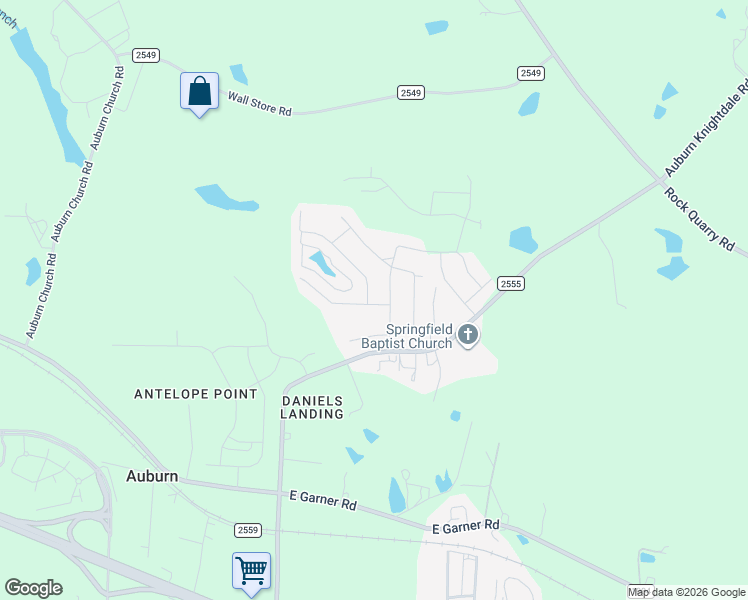 map of restaurants, bars, coffee shops, grocery stores, and more near 121 Auburn Village Boulevard in Raleigh