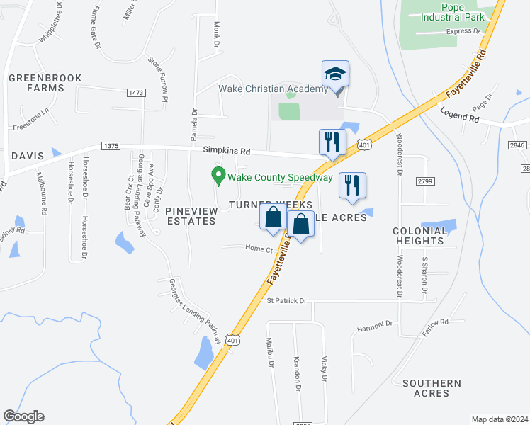 map of restaurants, bars, coffee shops, grocery stores, and more near 2019 Weeks Drive in Raleigh