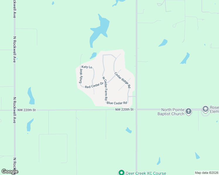 map of restaurants, bars, coffee shops, grocery stores, and more near 22272 North Cedar Farm Road in Edmond