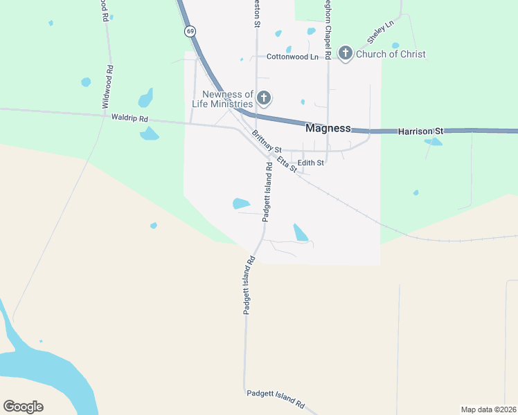 map of restaurants, bars, coffee shops, grocery stores, and more near 30 Padgett Island Road in Magness