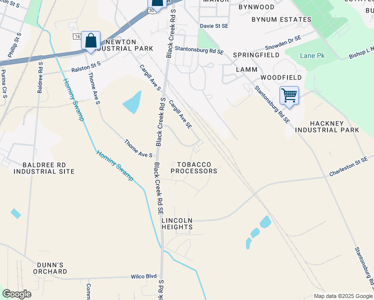 map of restaurants, bars, coffee shops, grocery stores, and more near 1910 Farrior Avenue Southeast in Wilson