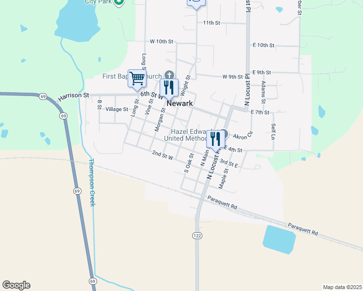 map of restaurants, bars, coffee shops, grocery stores, and more near 365 West 4th Street in Newark