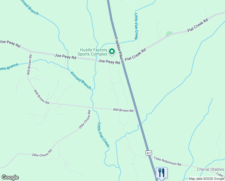 map of restaurants, bars, coffee shops, grocery stores, and more near 3369 U.S. 431 in Columbia