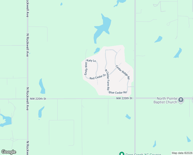 map of restaurants, bars, coffee shops, grocery stores, and more near 17115 Red Cedar Drive in Edmond