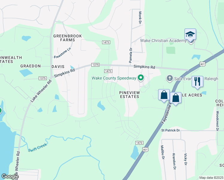 map of restaurants, bars, coffee shops, grocery stores, and more near 5936 Conly Drive in Raleigh
