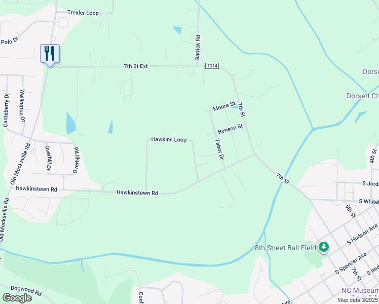 map of restaurants, bars, coffee shops, grocery stores, and more near 163 Hawkins Loop in Salisbury