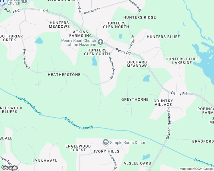 map of restaurants, bars, coffee shops, grocery stores, and more near 5739 Heatherstone Drive in Raleigh