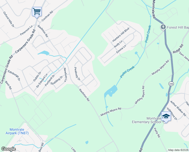 map of restaurants, bars, coffee shops, grocery stores, and more near 1522 Cavalier Drive in Maryville