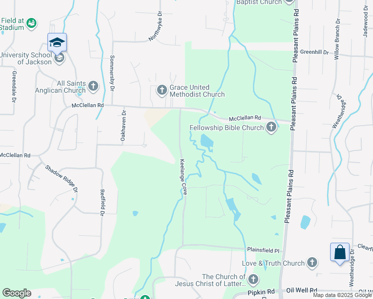 map of restaurants, bars, coffee shops, grocery stores, and more near 53 Keelange Cove in Jackson