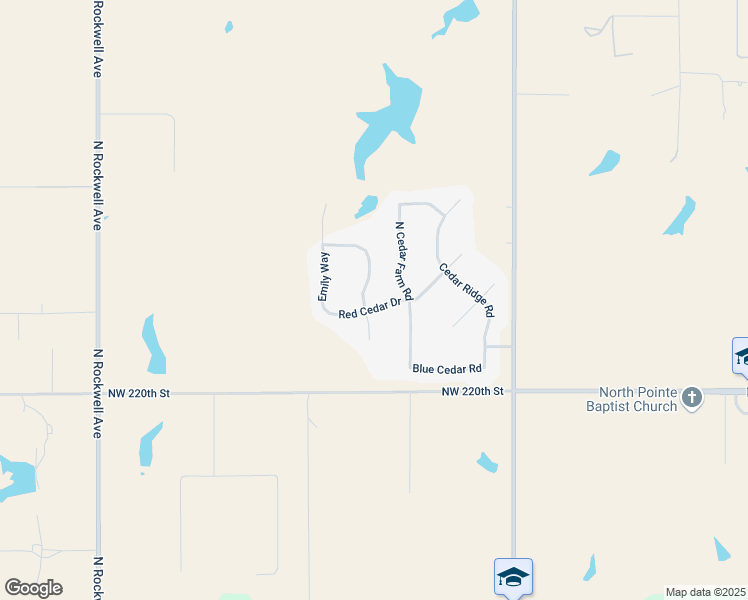 map of restaurants, bars, coffee shops, grocery stores, and more near 22455 North Cedar Farm Road in Edmond