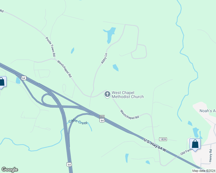 map of restaurants, bars, coffee shops, grocery stores, and more near 1772 Westchapel Road in Asheboro
