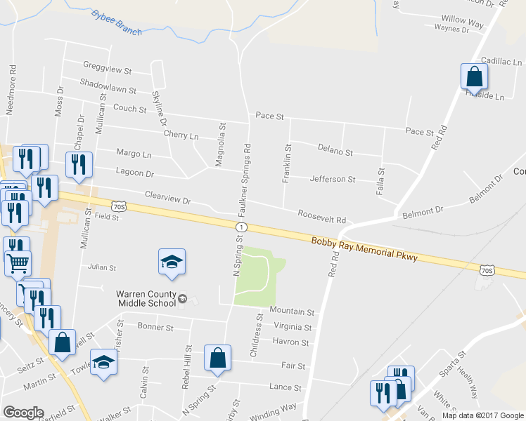 map of restaurants, bars, coffee shops, grocery stores, and more near 116 Roosevelt Road in McMinnville