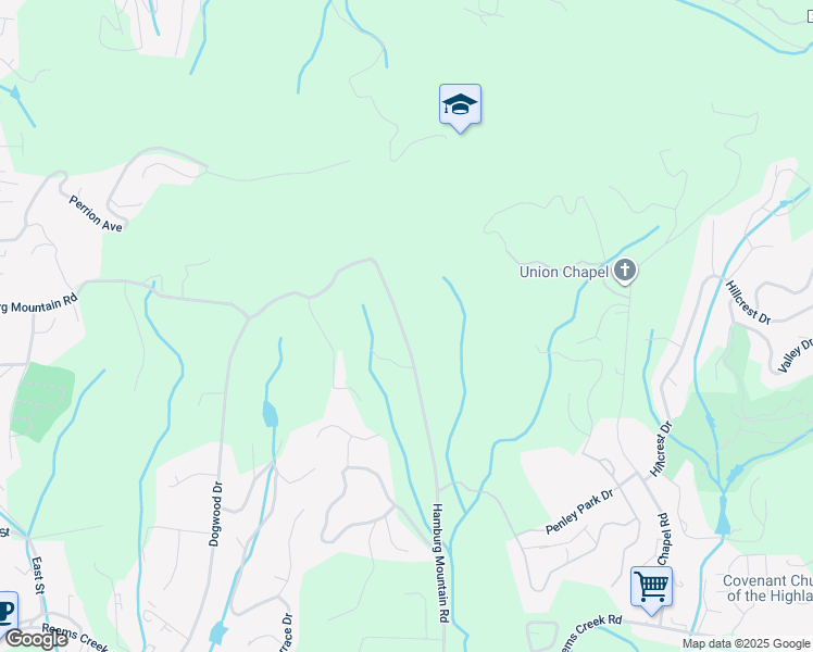 map of restaurants, bars, coffee shops, grocery stores, and more near 216 Hamburg Mountain Road in Weaverville