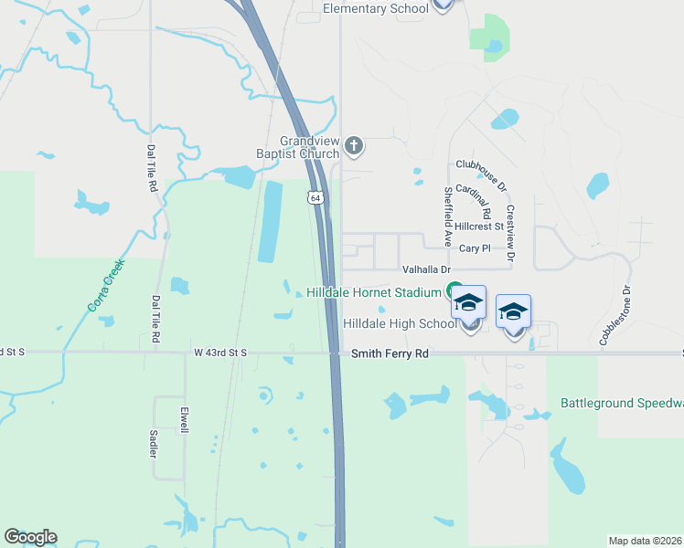 map of restaurants, bars, coffee shops, grocery stores, and more near 101 Valhalla Drive in Muskogee