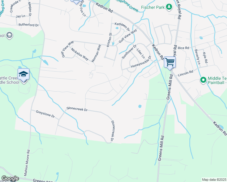 map of restaurants, bars, coffee shops, grocery stores, and more near 1310 Sylvan Park Drive in Spring Hill