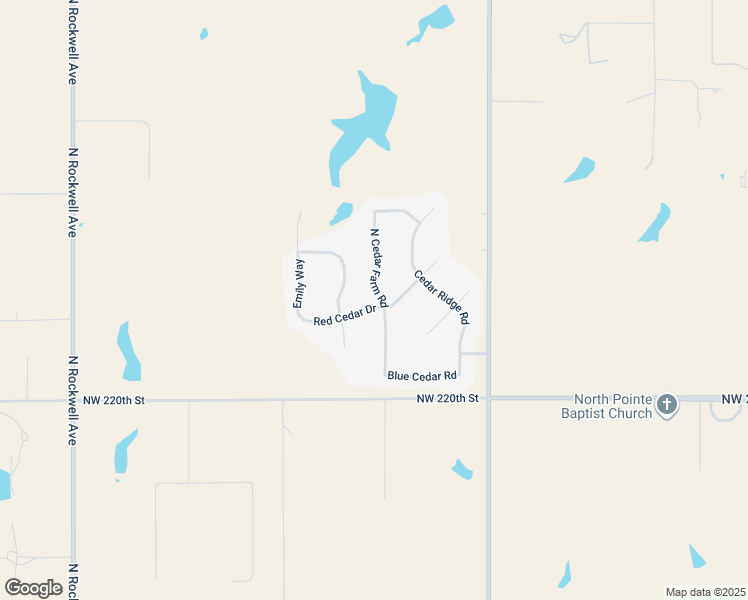 map of restaurants, bars, coffee shops, grocery stores, and more near 22455 North Cedar Farm Road in Edmond