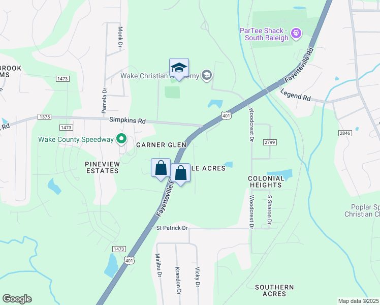 map of restaurants, bars, coffee shops, grocery stores, and more near 1809 Pinedale Drive in Raleigh