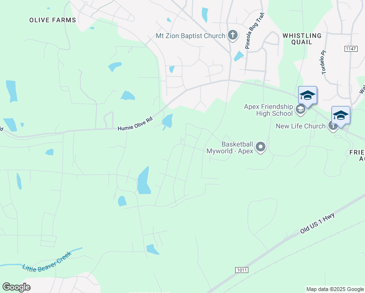 map of restaurants, bars, coffee shops, grocery stores, and more near 2245 Kettle Falls Station in Apex