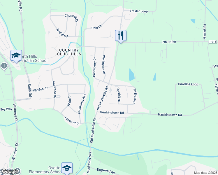 map of restaurants, bars, coffee shops, grocery stores, and more near 103 Yorkshire Drive in Salisbury
