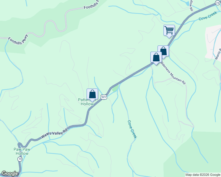 map of restaurants, bars, coffee shops, grocery stores, and more near 4356 Wears Valley Road in Sevierville