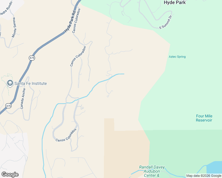 map of restaurants, bars, coffee shops, grocery stores, and more near 2619 South Summit Ridge in Santa Fe