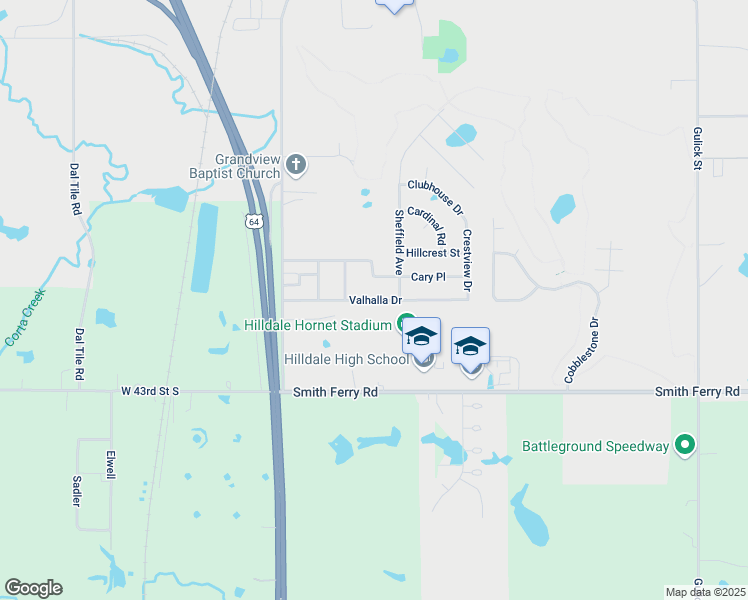 map of restaurants, bars, coffee shops, grocery stores, and more near 311 Valhalla Drive in Muskogee