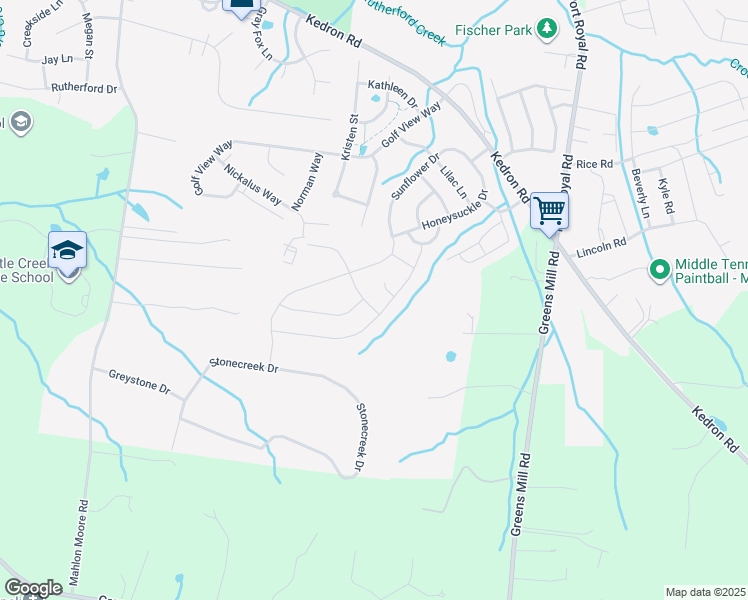 map of restaurants, bars, coffee shops, grocery stores, and more near 1310 Sylvan Park Drive in Spring Hill