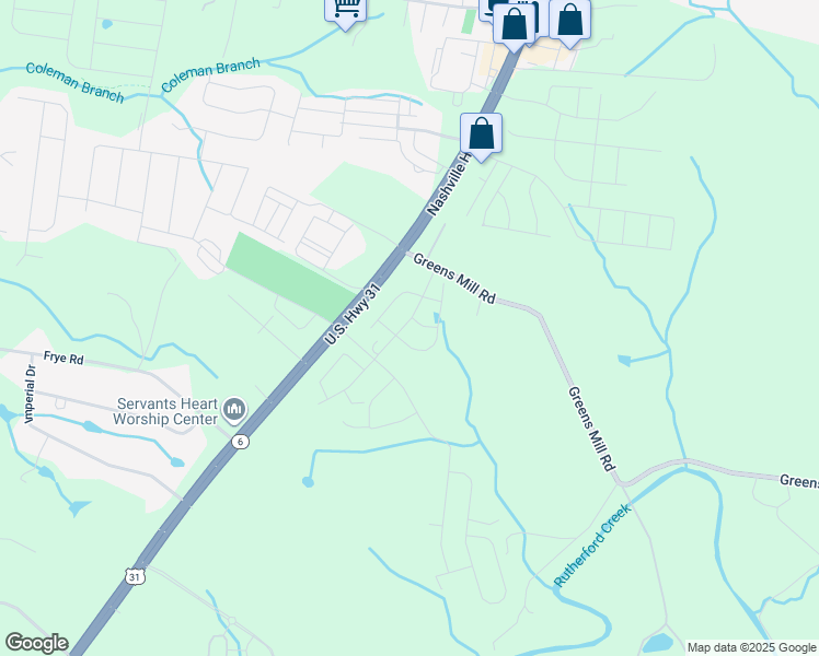 map of restaurants, bars, coffee shops, grocery stores, and more near 2372 Nashville Highway in Columbia