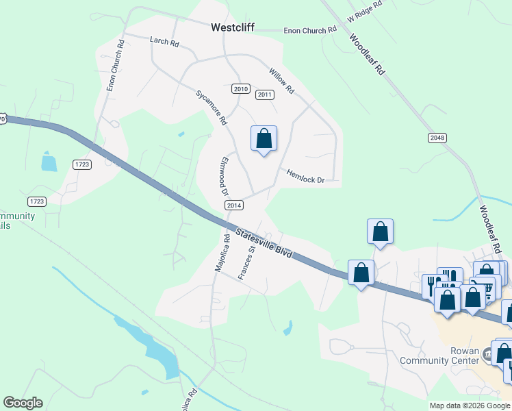 map of restaurants, bars, coffee shops, grocery stores, and more near 315 Ashbrook Road in Salisbury