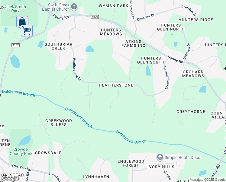 map of restaurants, bars, coffee shops, grocery stores, and more near 6100 Oxfordshire Court in Raleigh