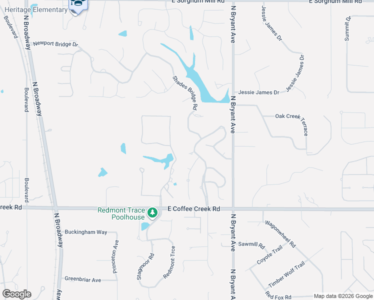 map of restaurants, bars, coffee shops, grocery stores, and more near 4433 Frisco Bridge Boulevard in Edmond