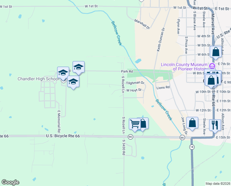 map of restaurants, bars, coffee shops, grocery stores, and more near 1015 South Rozell Lane in Chandler